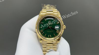 8+ Factory Rolex Daydate 36/40mm DD 3255 Movement Green Face Yellow Gold Band Watch